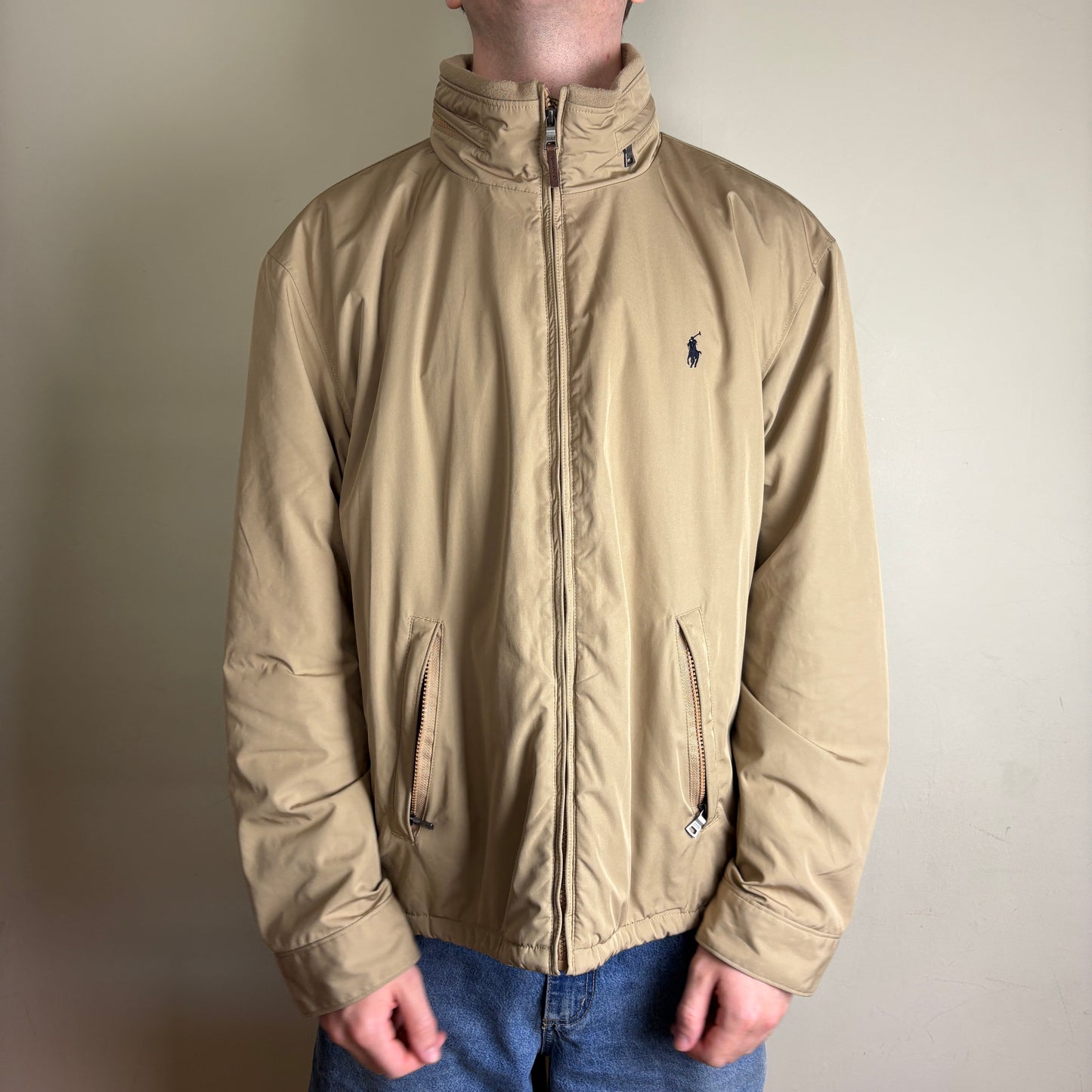 Vintage Ralph Lauren Cream Harrington Fleece Lined Jacket - 2XL