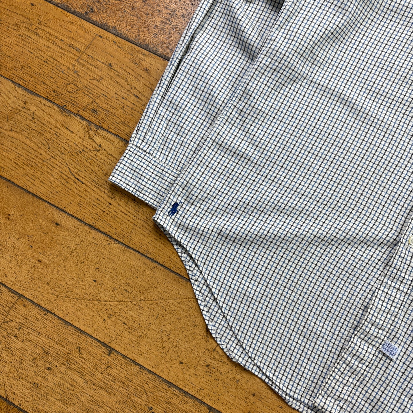 Vintage Ralph Lauren Cream Check Embroidered Shirt - L