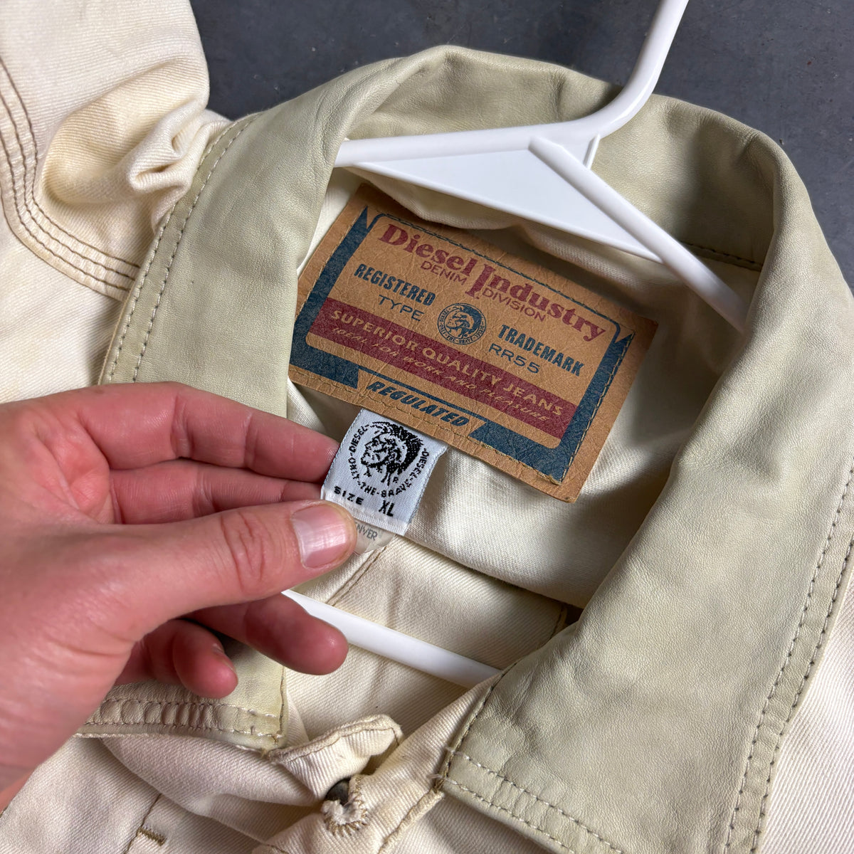 Vintage Diesel Cream Trucker Workwear Utility Jacket - XL
