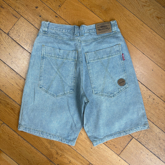 Vintage Embroidered Hip Hop Baggy Blue Shorts Jorts - 32
