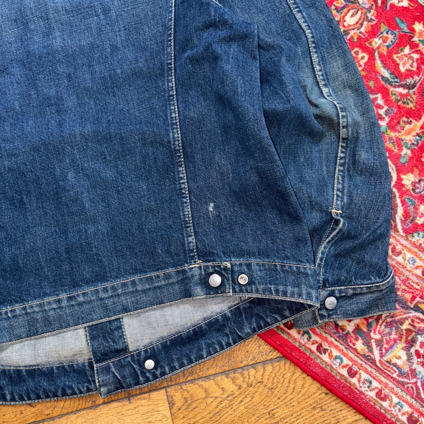 Vintage Levis Engineered Blue Indigo Womens Denim Trucker Chore Jacket - L
