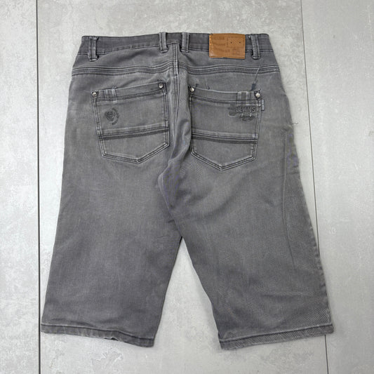 Vintage Embroidered Grey Hip Hop Shorts Jorts - 34