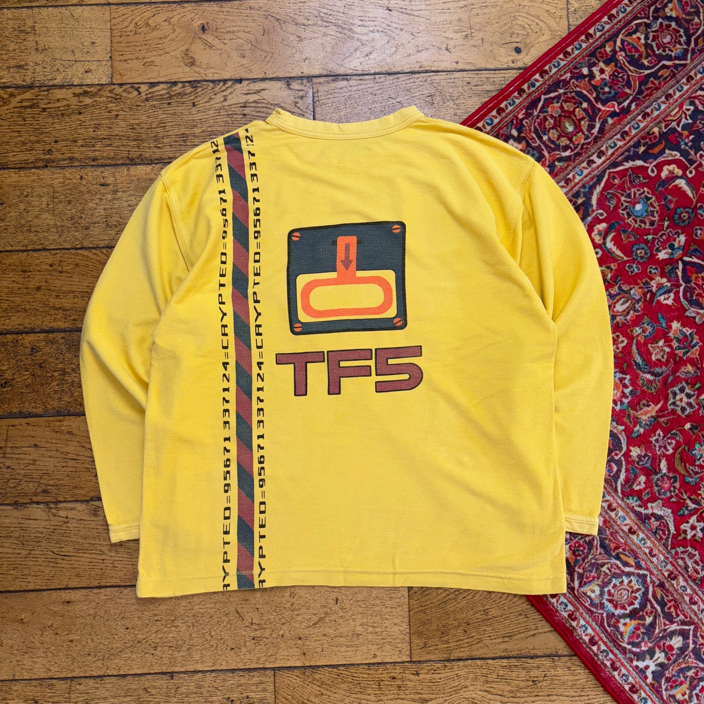 Vintage 90s Yellow Long Sleeve Graphic T-Shirt - XL