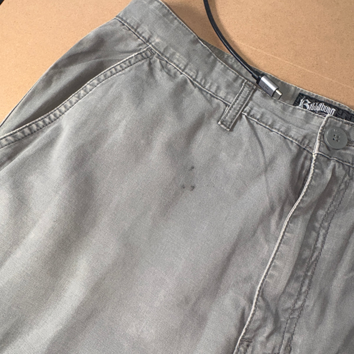 Billabong Green Grey Embroidered Surfwear Baggy Cargo Y2K Trousers - 36R