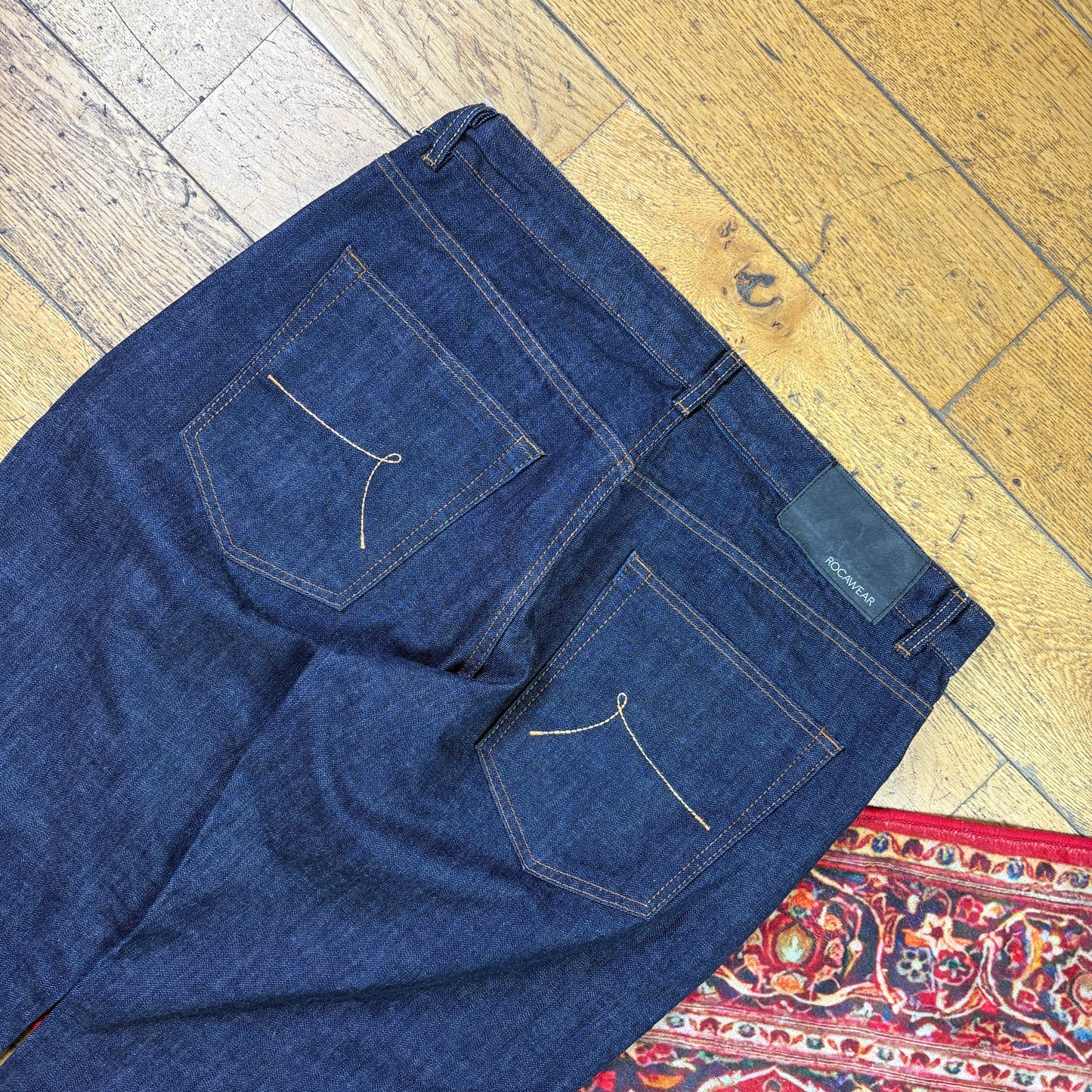 Vintage Rocawear Blue Embroidered Y2K Hip Hop Straight Jeans - 40