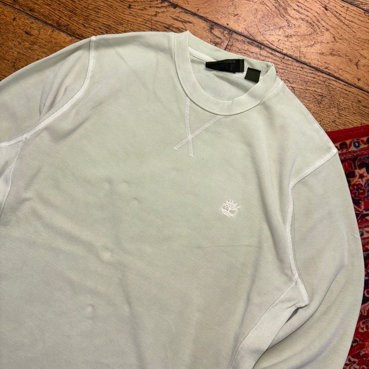 Vintage Timberland Embroidered Green Waffle Long Sleeve T-Shirt - M