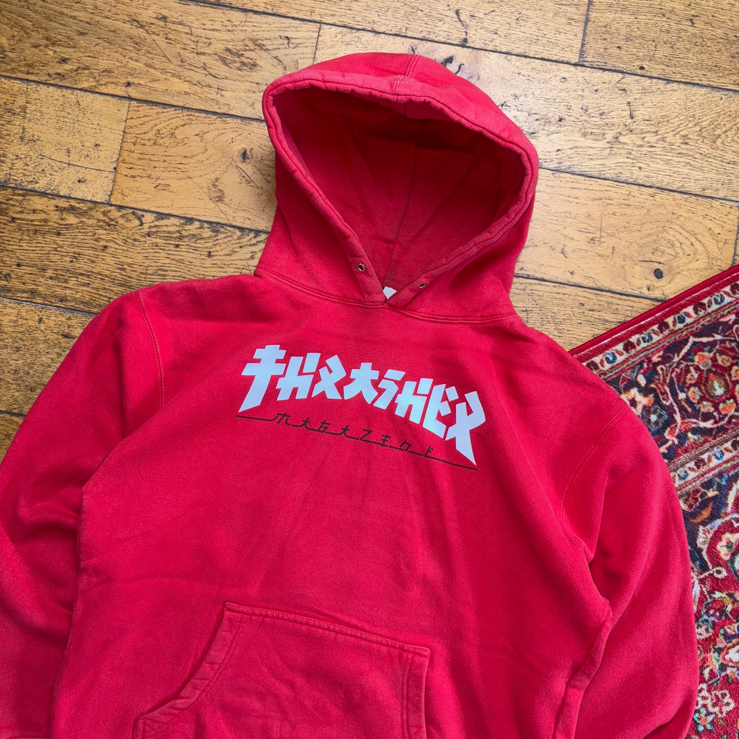 Vintage Thrasher Red Skate Hoodie Sweatshirt - L