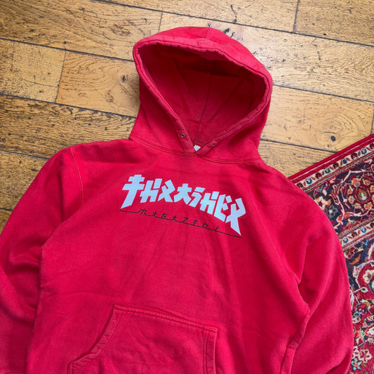 Vintage Thrasher Red Skate Hoodie Sweatshirt - L