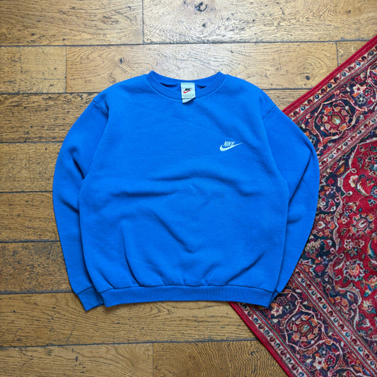 Vintage 90s Nike Blue Womens Embroidered Sweatshirt - Size 10