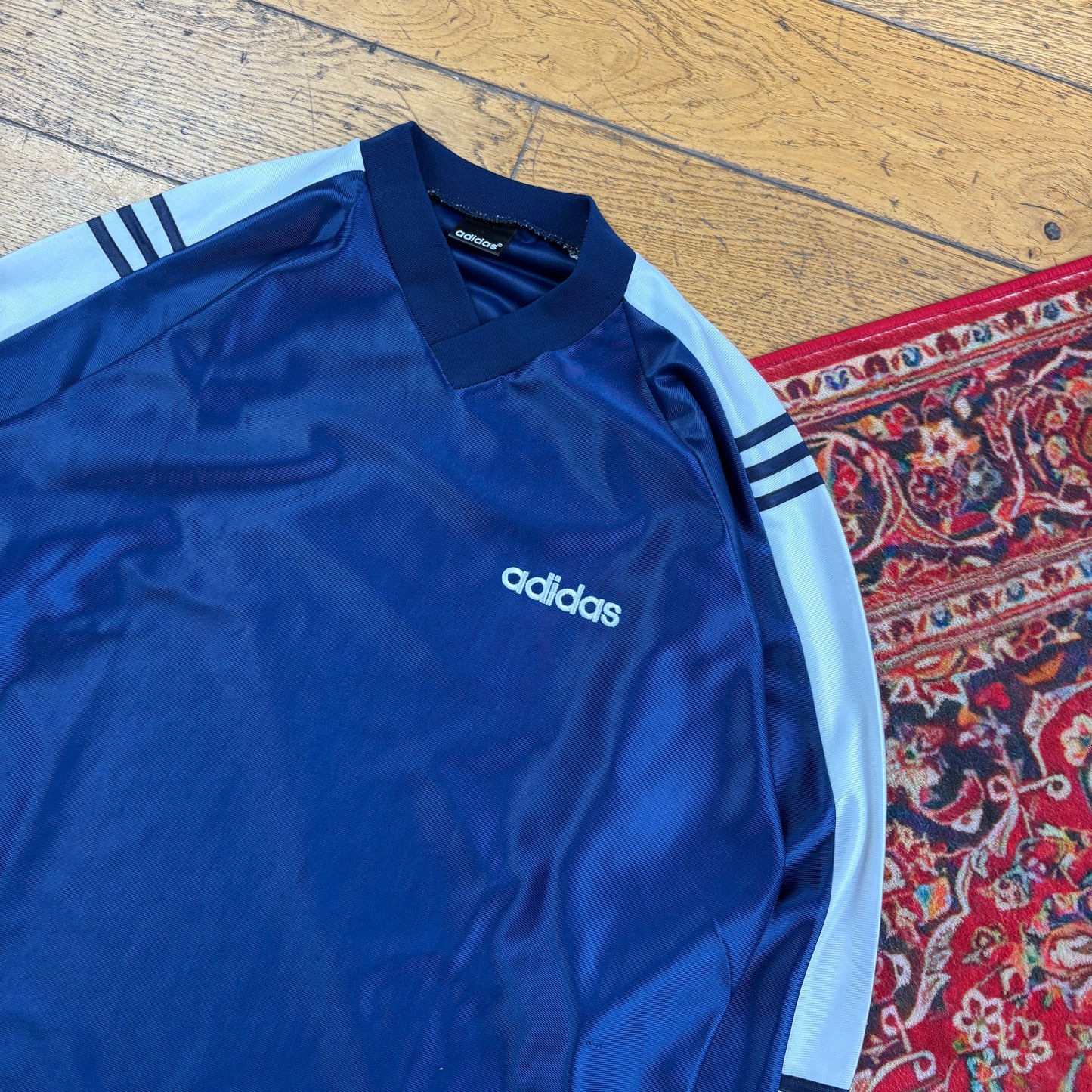 Vintage Adidas Navy Embroidered Long Sleeve Sports T-Shirt - M