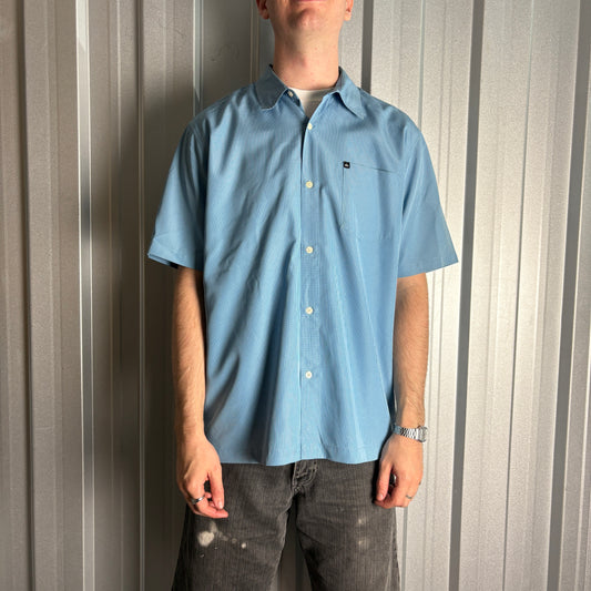 Vintage Quiksilver Blue Check Plaid Short Sleeve Surfwear Shirt - L