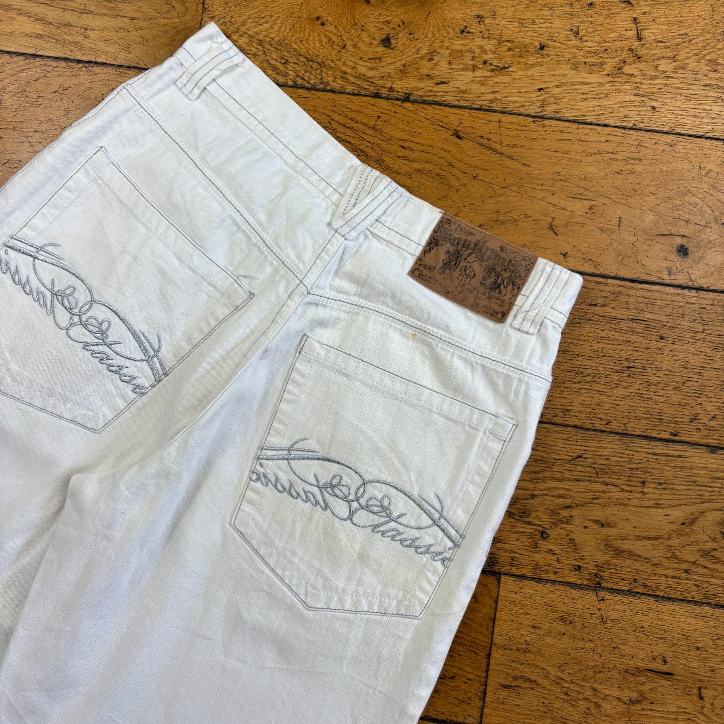 Vintage Southpole Embroidered White Hip Hop Baggy Shorts Jorts - 32