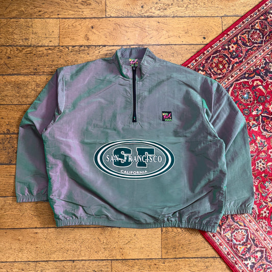 Vintage Surf Style Iridescent Purple Green Tracksuit Shell Jacket - 2XL