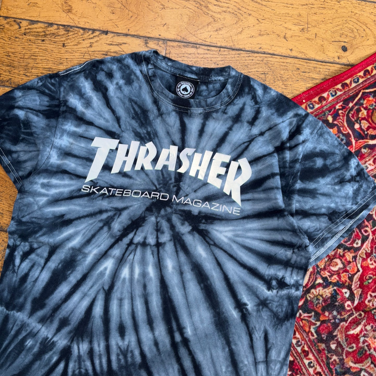 Vintage Thrasher Grey Tie Dye Skate Graphic T-Shirt - S