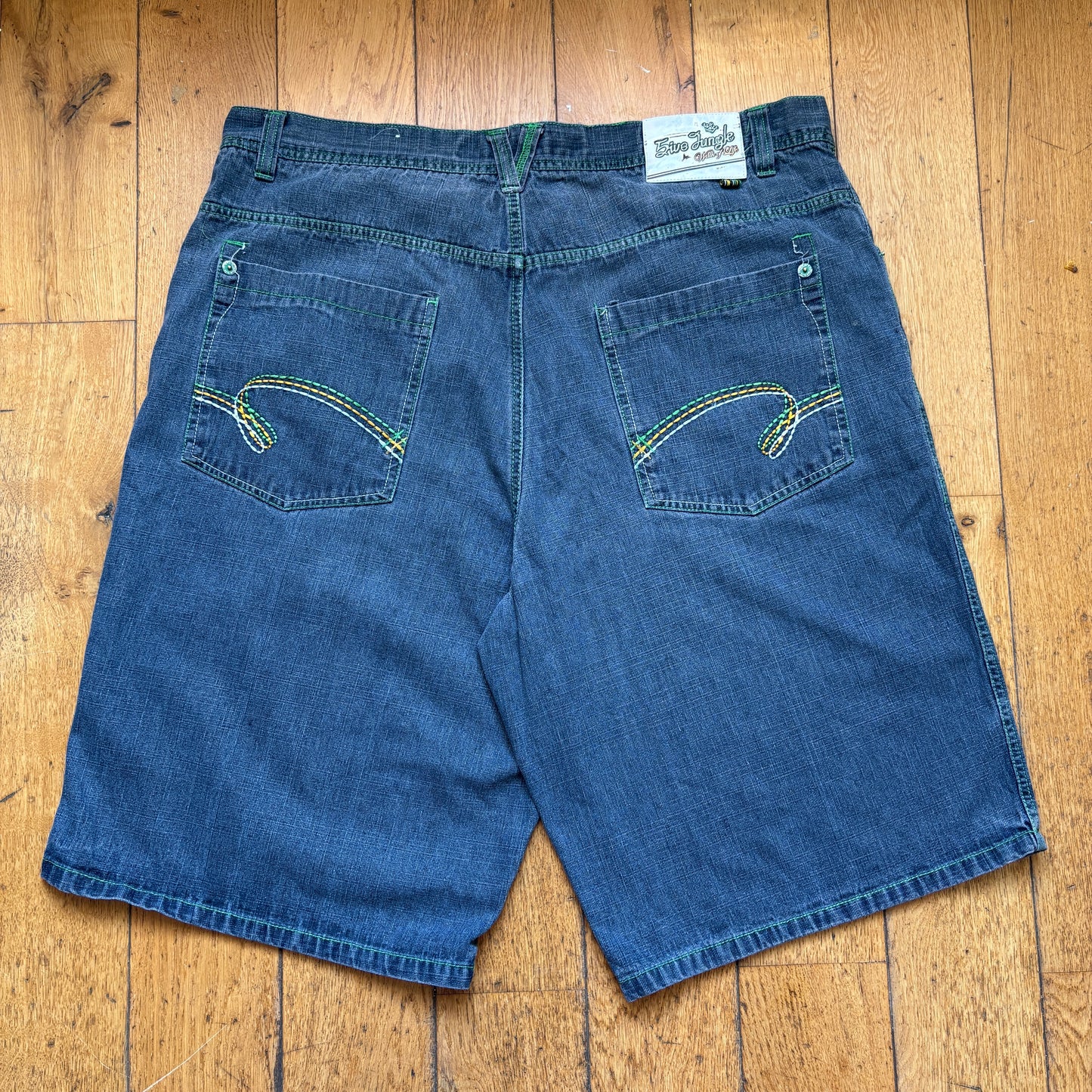 Vintage Embroidered Blue Hip Hop Baggy Shorts Jorts - 44