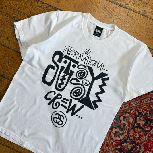 Vintage Stussy White Graphic T-Shirt - XS