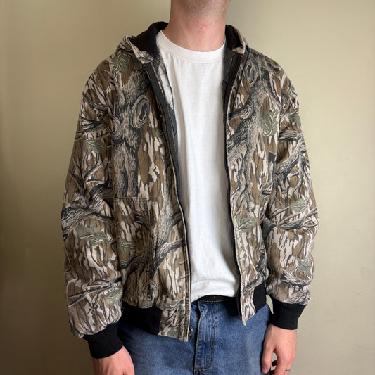 Vintage Camo Realtree Workwear Active Hunting Hooded Jacket - L