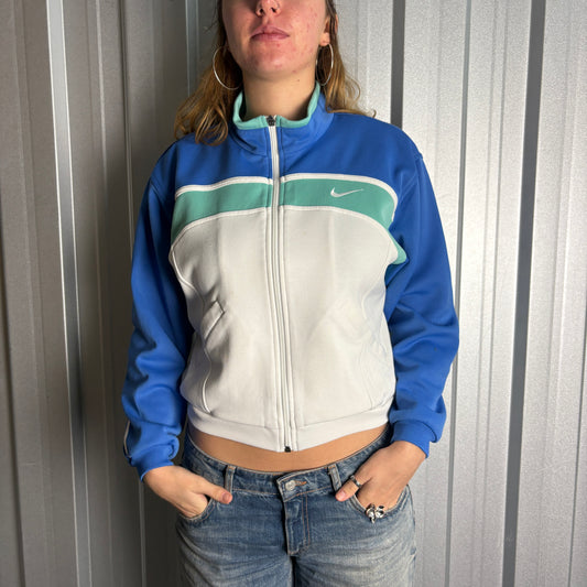 Vintage Nike White Blue Tracksuit Track Womens Jacket - S
