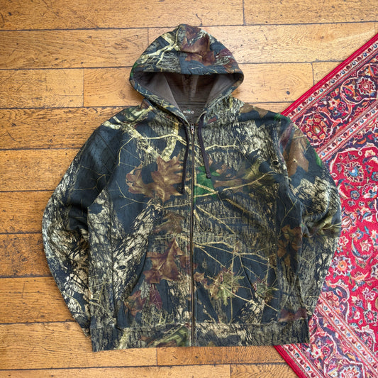 Vintage Realtree Camo Green Zip Hoodie Sweatshirt - XL