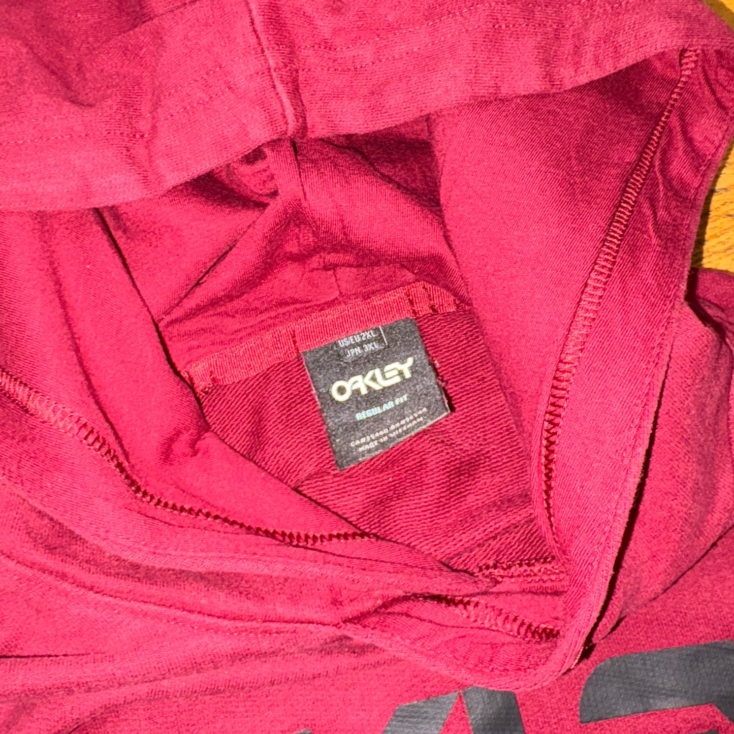 Vintage Oakley Burgundy Hoodie Sweatshirt - 2XL