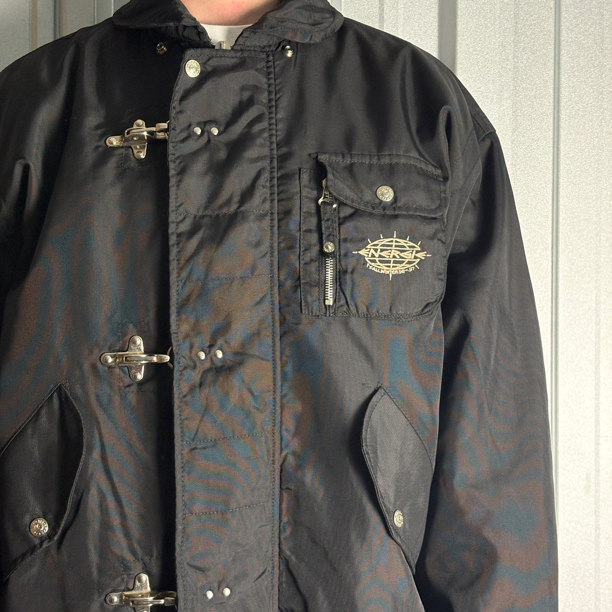 Vintage 90s Energie Fireman Clasp Black Jacket - M