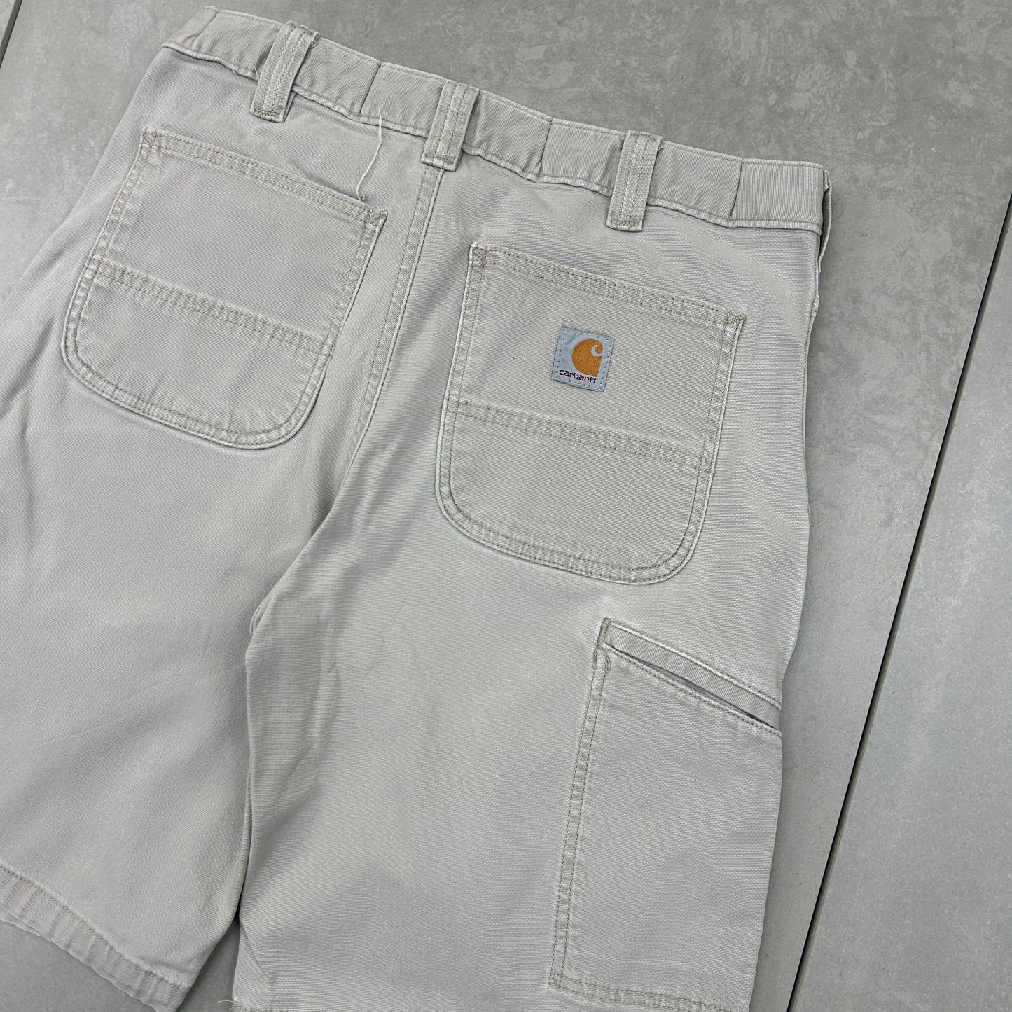 Vintage Carhartt Workwear Baggy Cream Carpenter Shorts - 30