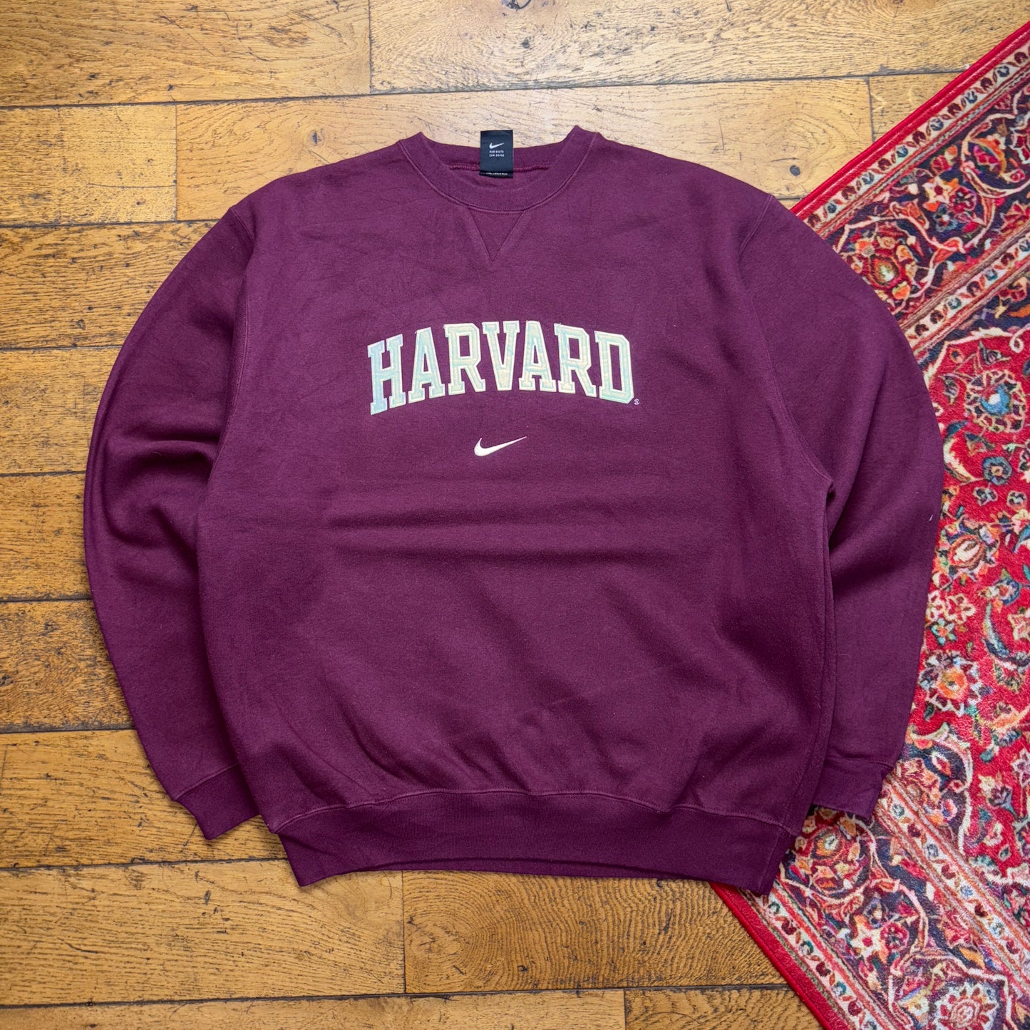 Vintage 90s Nike Harvard Swoosh Burgundy Embroidered Sweatshirt - XL