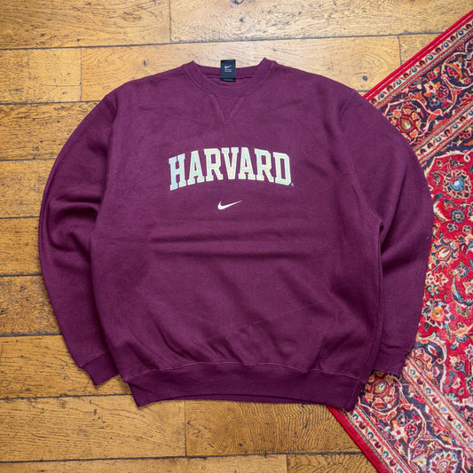 Vintage 90s Nike Harvard Swoosh Burgundy Embroidered Sweatshirt - XL