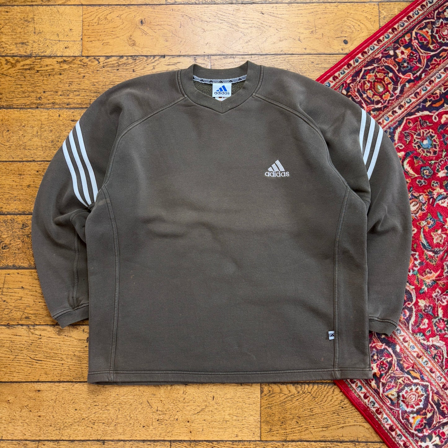Vintage 90s Adidas Brown Embroidered Sweatshirt - XL