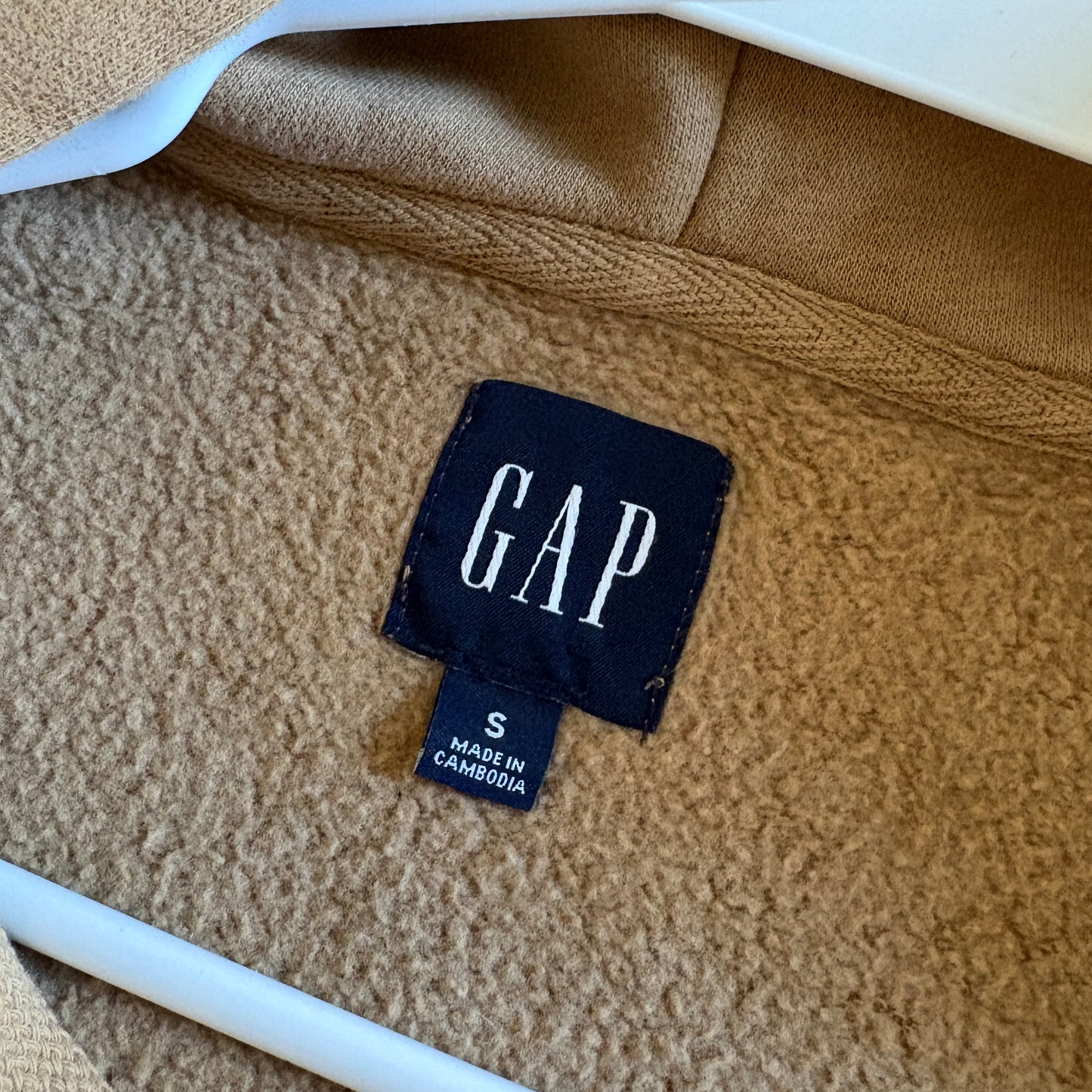 Vintage Gap Brown Spellout Zip Hoodie Embroidered Sweatshirt - S