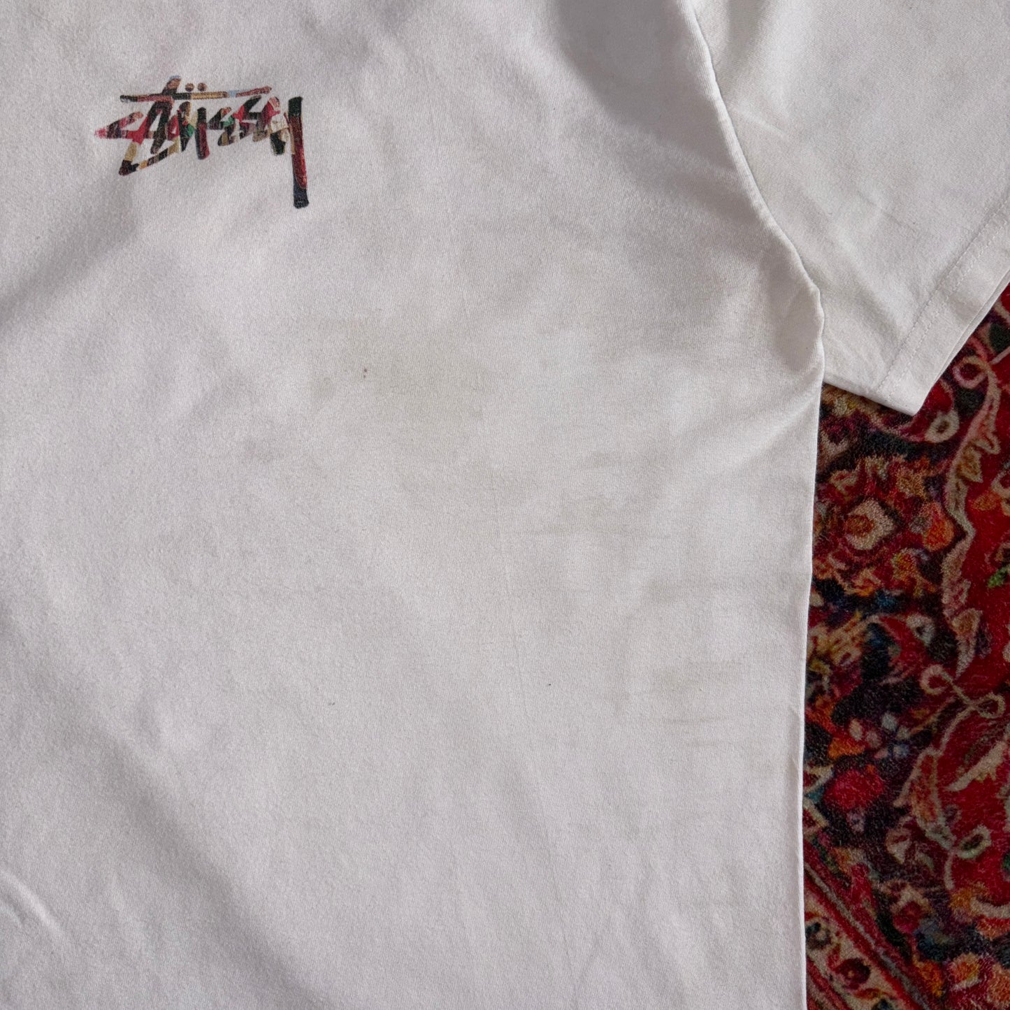 Vintage Stussy White Graphic T-Shirt - S
