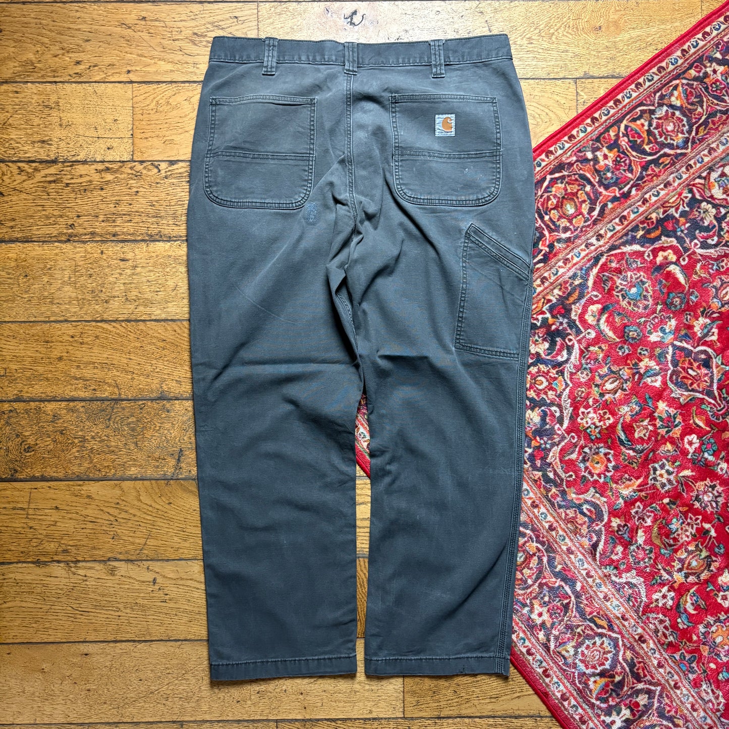 Vintage Carhartt Workwear Carpenter Grey Baggy Trousers - 38S