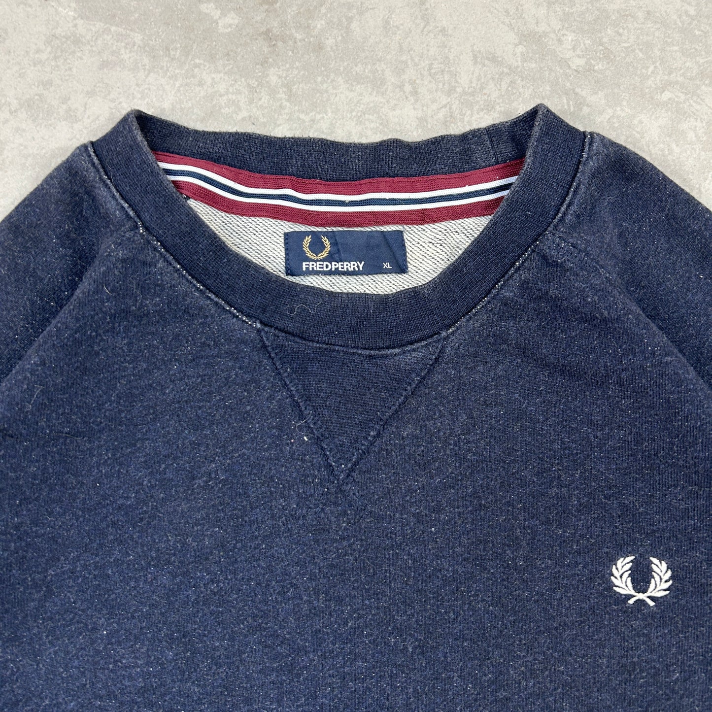 Vintage Fred Perry Navy Embroidered Sweatshirt - XL