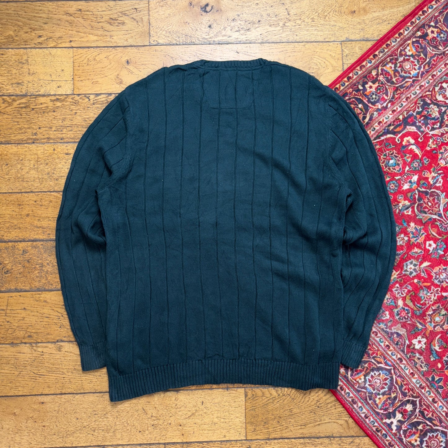 Vintage Nautica Green Cable Embroidered Knit Jumper - 2XL