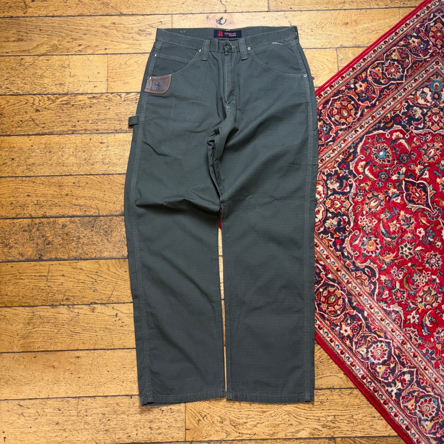 Vintage Wrangler Green Grey Carpenter Workwear Baggy Trousers - 33R