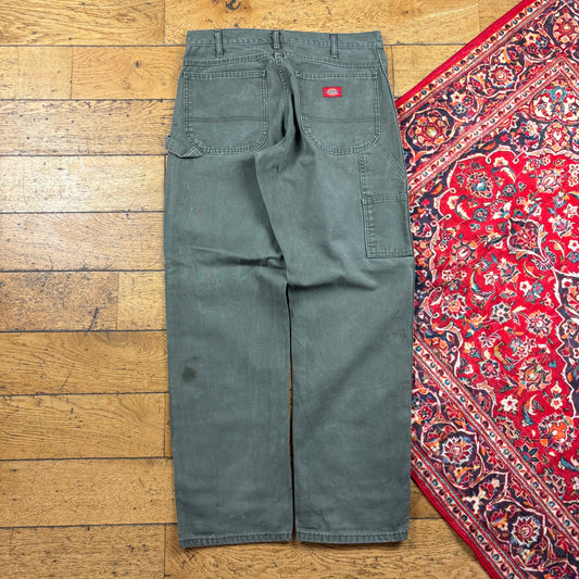 Vintage Dickies Workwear Carpenter Baggy Grey Trousers - 34