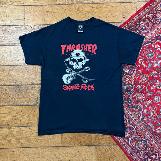 Vintage Thrasher Black Skate Graphic T-Shirt - S