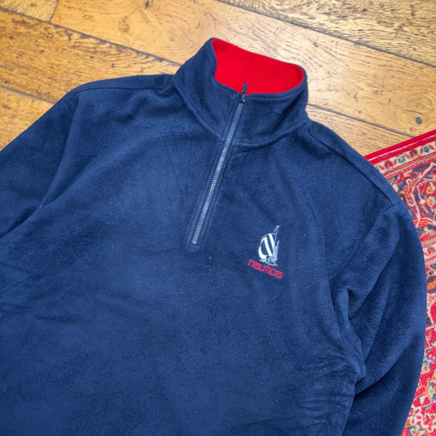 Vintage 90s Nautica Navy Fleece Embroidered Sweatshirt - M