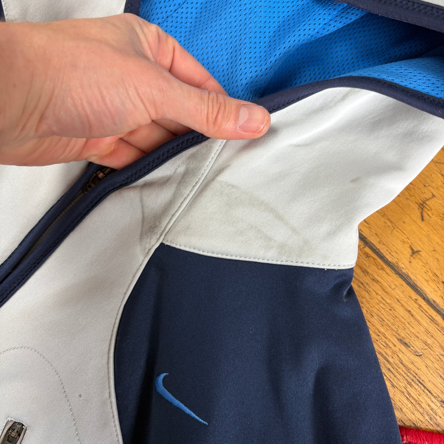 Vintage Nike White Navy Swoosh Y2K Tracksuit Jacket - XL