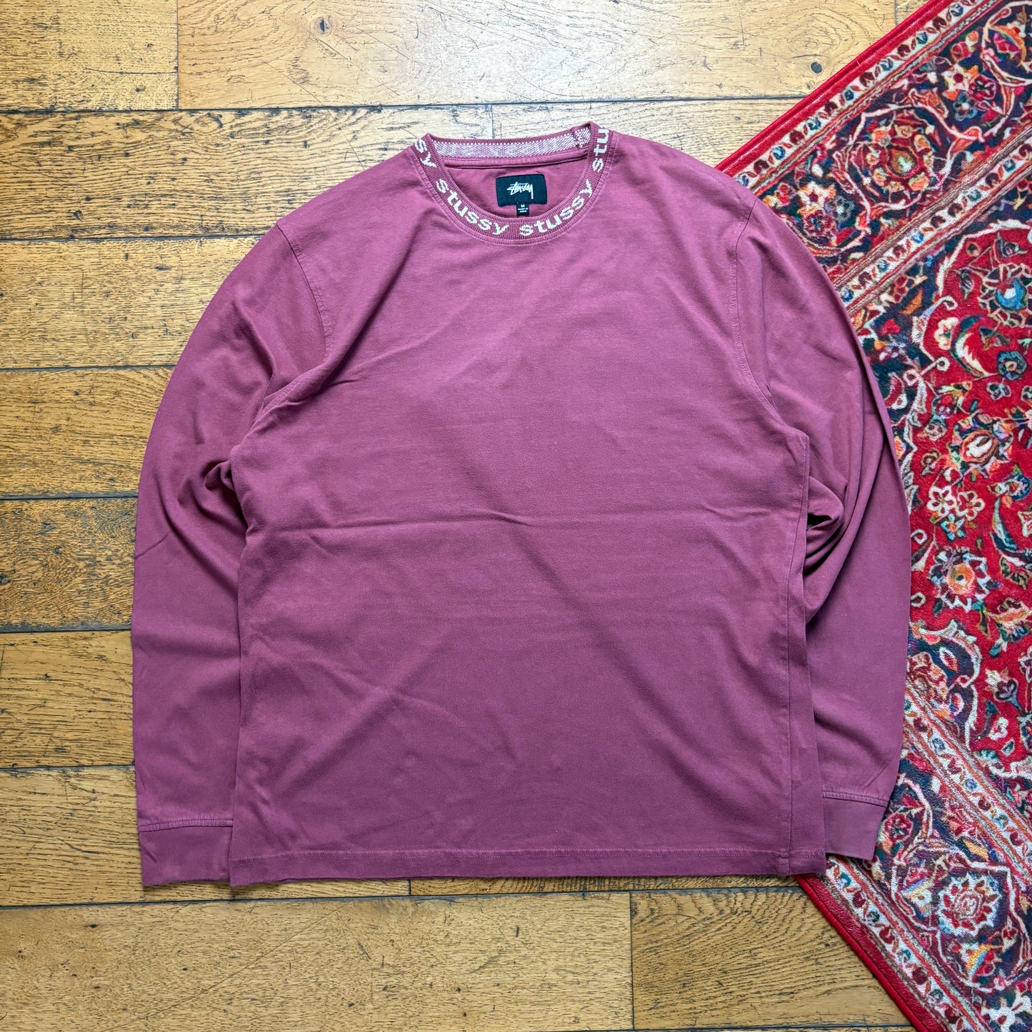 Vintage Stussy Burgundy Pink Long Sleeve T-Shirt - M