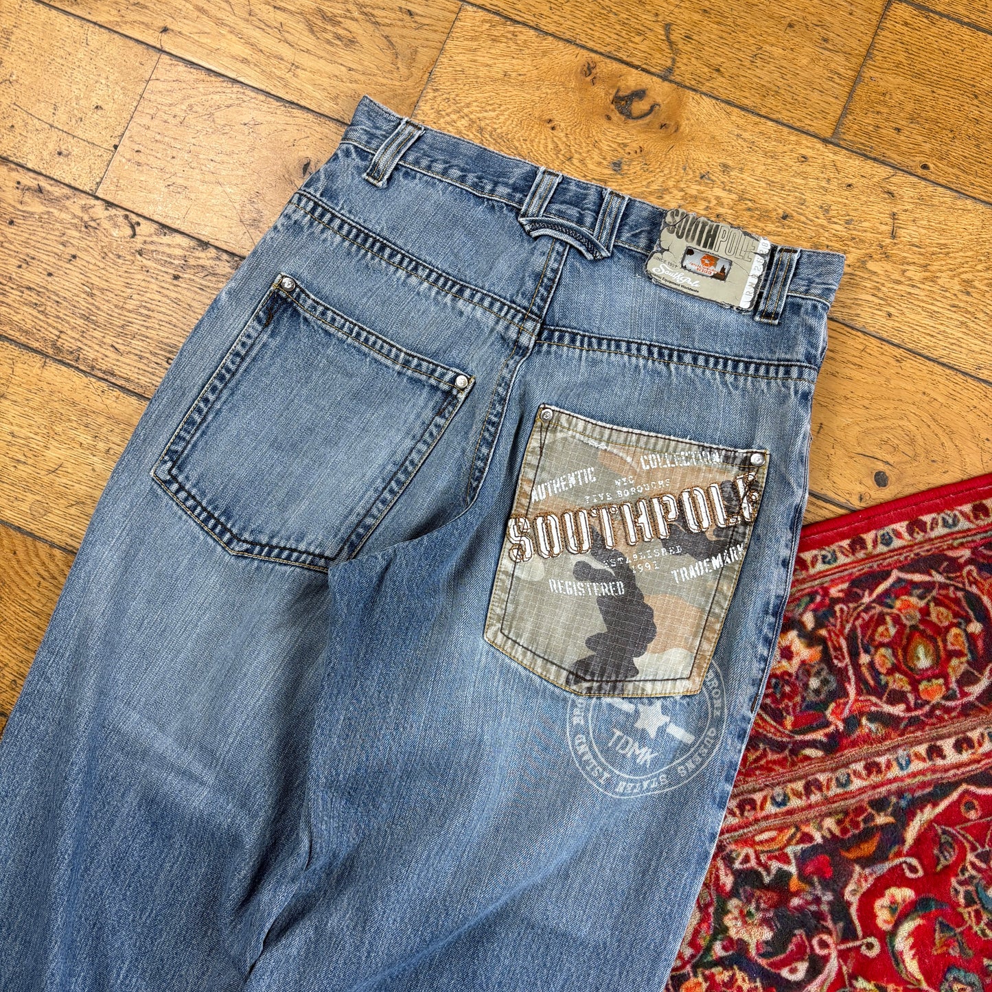 Vintage Southpole Blue Embroidered Y2K Hip Hop Baggy Jeans - 29