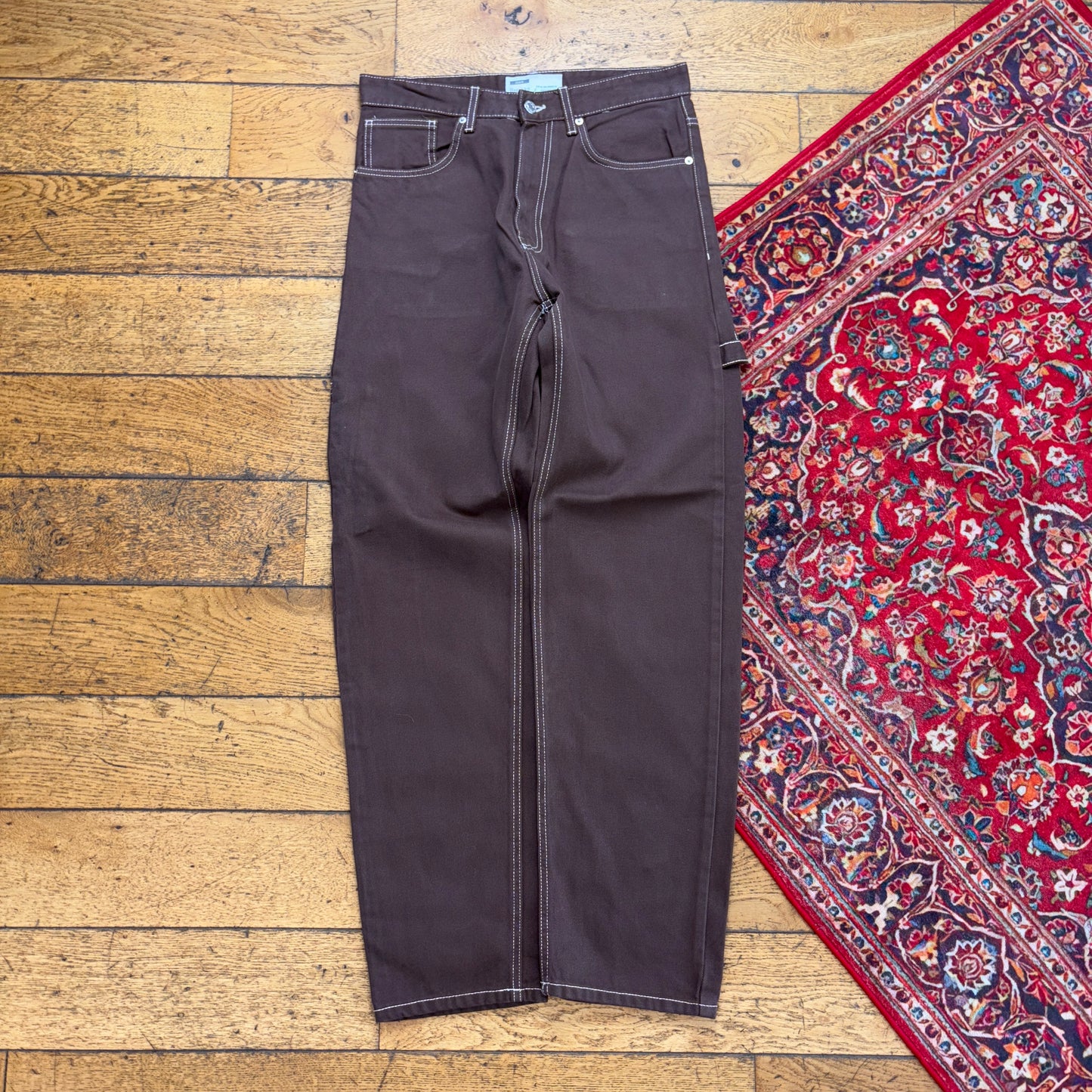 Vintage Bershka Brown Carpenter Workwear Baggy Trousers - 32R