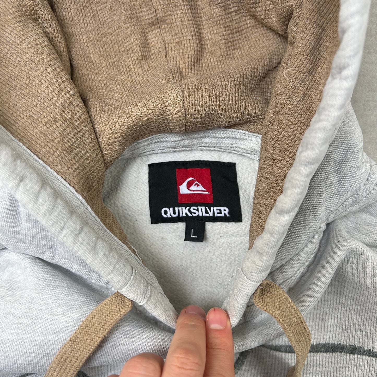 Vintage Quiksilver Embroidered Surfwear Grey Hoodie Sweatshirt - M