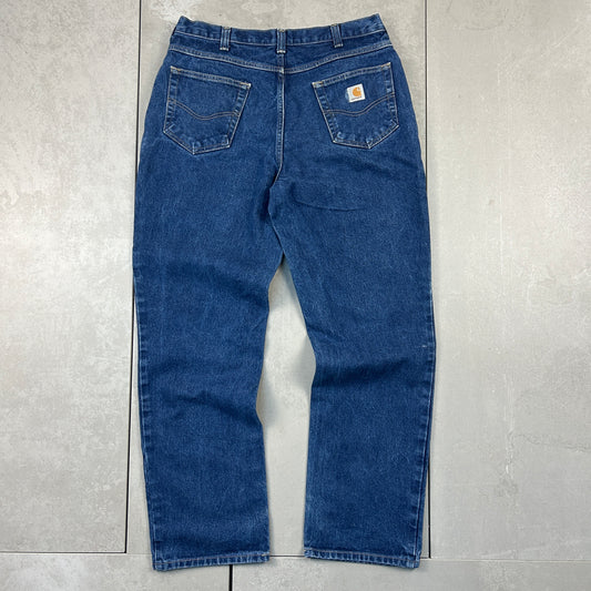 Vintage Carhartt Blue Workwear Carpenter Baggy Jeans - 36