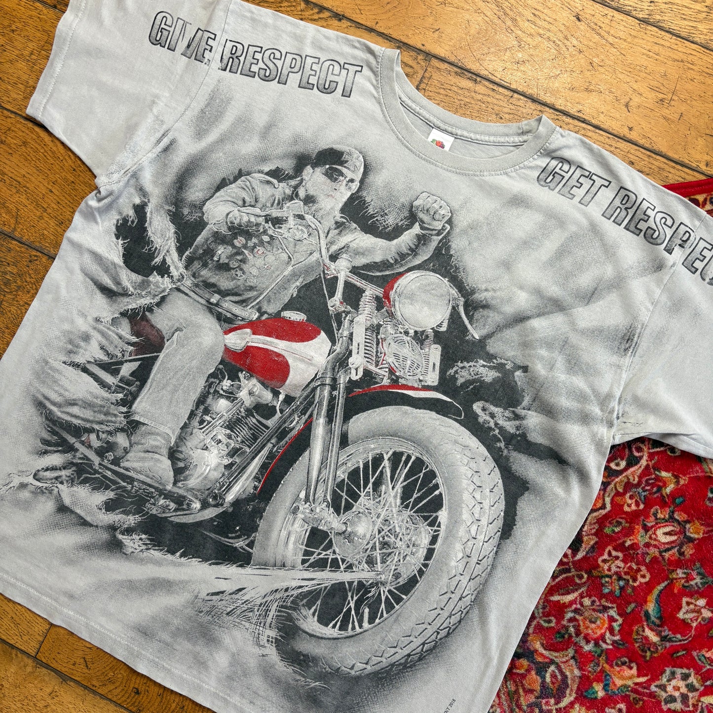 Vintage Grey Motorbike Biker Graphic T-Shirt - XL
