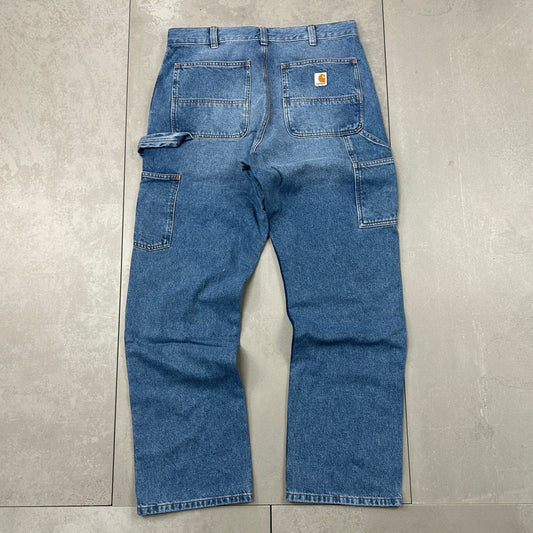 New Carhartt Double Knee Carpenter Baggy Blue Jeans - 34
