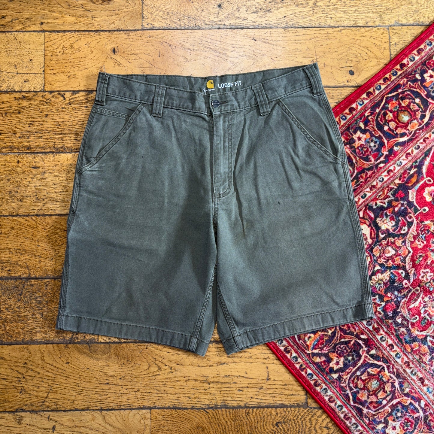 Vintage Carhartt Green Grey Workwear Baggy Carpenter Shorts - 34