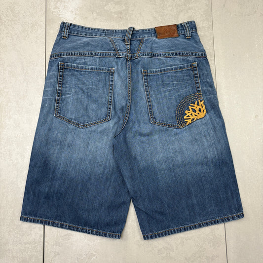 Vintage Timberland Embroidered Hip Hop Blue Baggy Shorts Jorts - 38