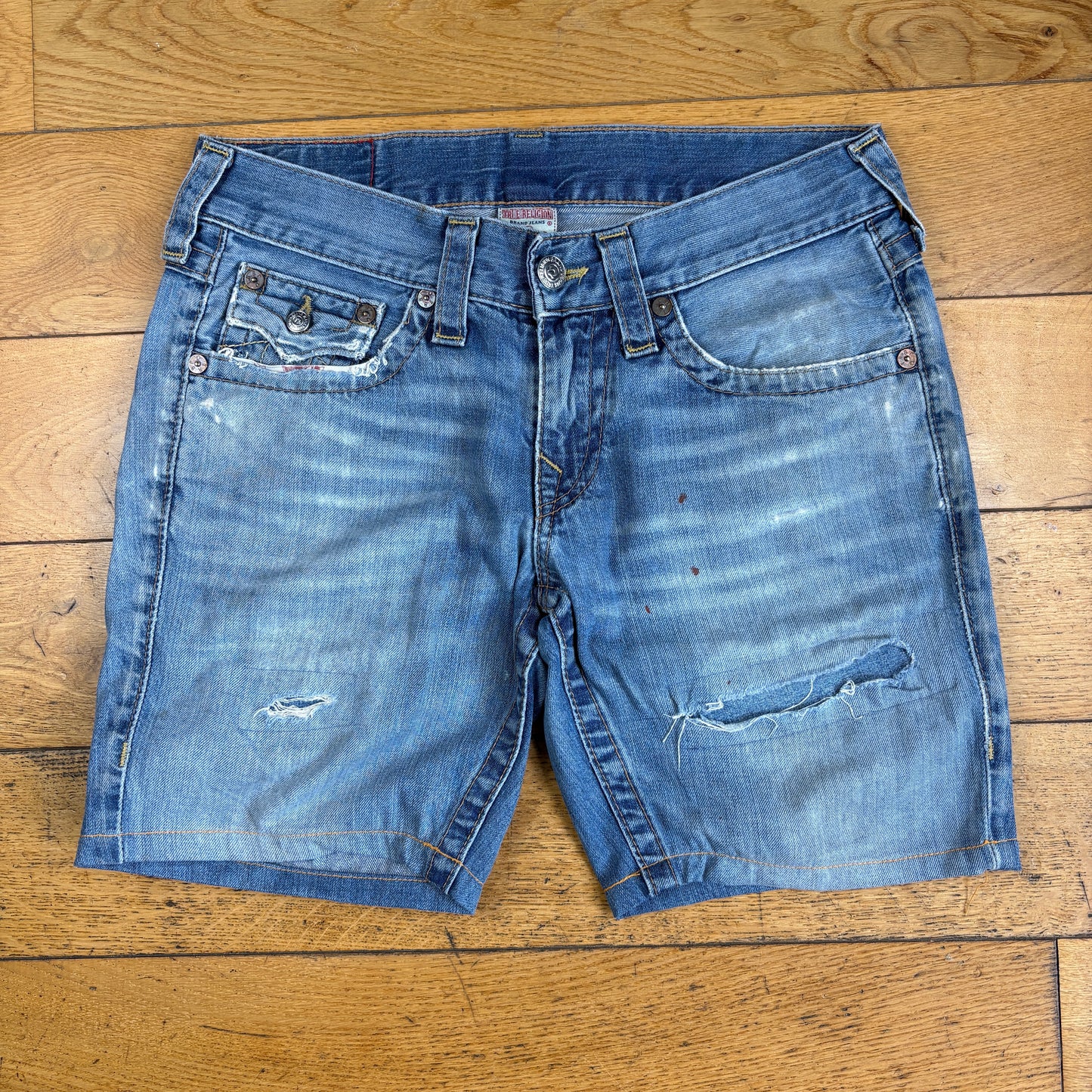 Vintage True Religion Blue Embroidered Y2K Shorts Jorts - 32