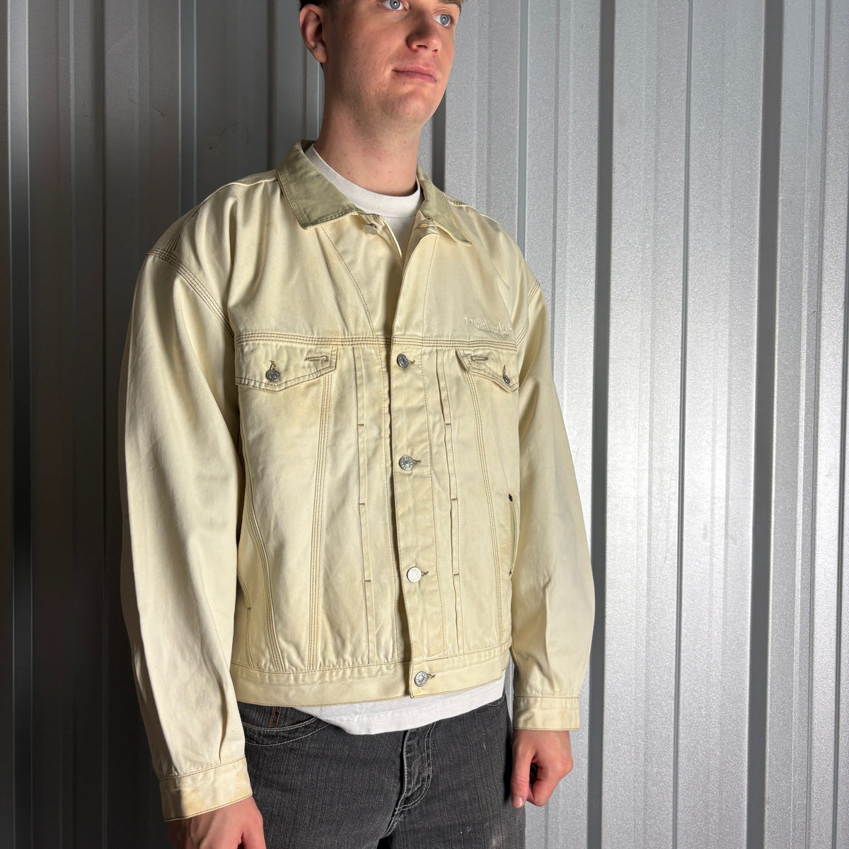 Vintage Diesel Cream Trucker Workwear Utility Jacket - XL